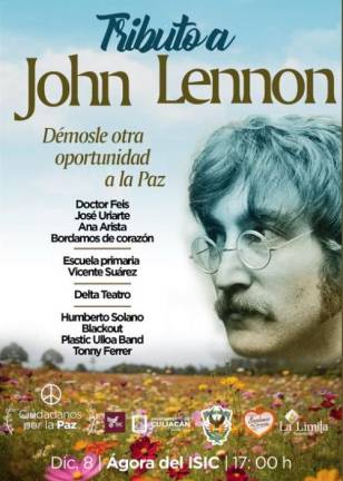 El tributo a John Lennon se llevará a cabo el 8 de diciembre, a las 17:00 horas, en el ágora Rosario Castellanos.