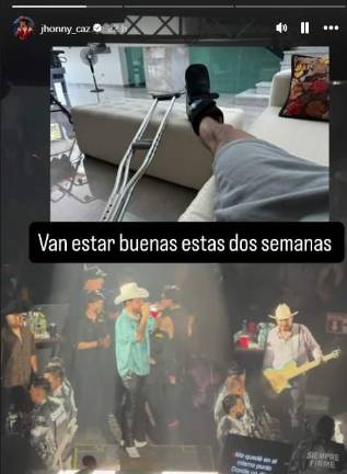 Jhonny Caz, integrante de Grupo Firme, sufrió un esguince de segundo grado tras tropezar al finalizar una presentación.
