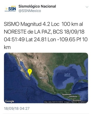 Se registra un sismo de 4.2 grados de intensidad al norte de Sinaloa