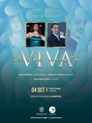 El próximo 4 de octubre se celebrará el concierto “Viva il bel canto”, en Casa Haas.
