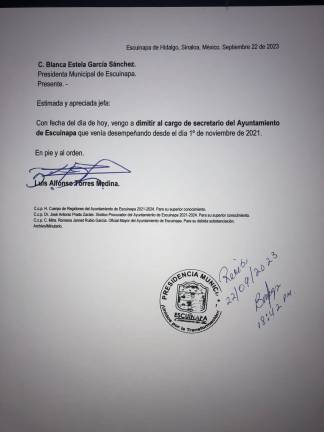 Renuncia el Secretario del Ayuntamiento de Escuinapa