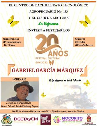 Inicia el lunes Festival Cultural Gabriel García Márquez