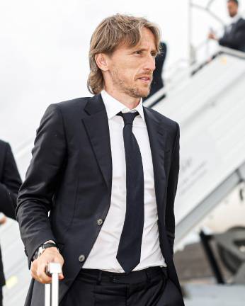 Modric al aterrizar en Londres.