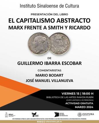 Presentarán ‘El capitalismo abstracto’, de Guillermo Ibarra Escobar