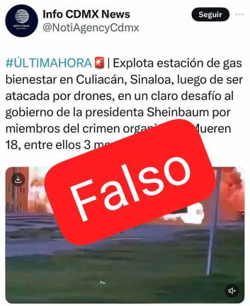 Reporta la SSP que es falsa una información que ha circulado en redes sociales sobre una presunta explosión en Culiacán en una estación de gas Bienestar.