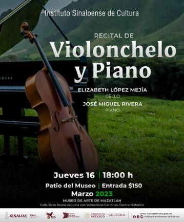 La chelista Elizabeth López y el pianista José Miguel Rivera presentarán su recital el próximo 16 de marzo.