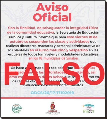 Clases se suspenden solo en Culiacán, no en todos los municipios