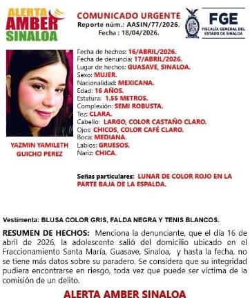 Yazmín Yamileth fue vista por última ocasión en el fraccionamiento Santa María el pasado 16 de abril.