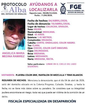 Angélica María, de 43 años, desapareció en Culiacán.