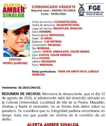 Cristian tiene una semana desparecido.