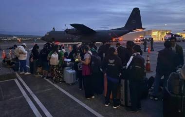 Mexicanos trasladados desde Colombia tras el sismo ocurrido el lunes 10 de agosto.