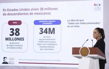 La Presidenta de México Claudia Sheinbaum Pardo habla de los migrantes mexicanos en Estados Unidos.