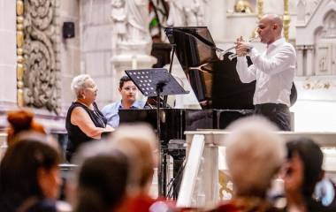 Javier Rossetto (trompeta, Venezuela), Dariusz Mikulski (corno, Polonia) y los pianistas Tanya Orlova y Elías Esparza, participaron en el concierto.
