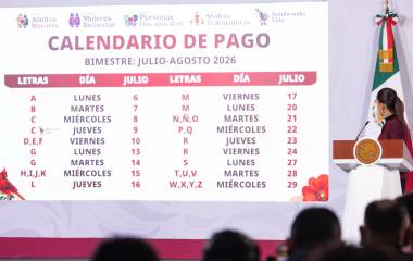Calendario de pagos de la Pensión del Bienestar para el mes de julio.