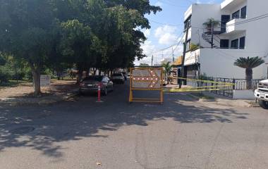 Tramo de la calle que estará cerrada a la circulación en Villas del Río, en Culiacán.