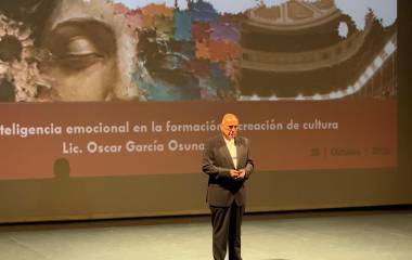 Óscar García Osuna, director general del Instituto de Cultura, durante la inauguración.