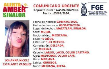 Johanna Nicole desapareció en Mazatlán el sábado 2 de mayo.