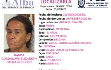 La FGE activó el Protocolo Alba tras la desaparición de Narda Guadalupe, desaparecida en Guasave.