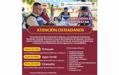 Las Brigadas del Bienestar estarán en comunidades rurales de Rosario.