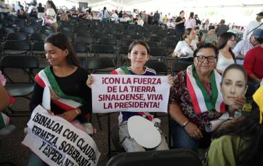 Asistentes comienzan a concentrarse en las instalaciones de la Feria Ganadera de Culiacán previo al evento encabezado por Claudia Sheinbaum.