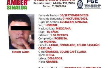 Tras ocho días desaparecido, Sergio Yahir, de 16 años, fue localizado con vida en Culiacán, informó la FGE.