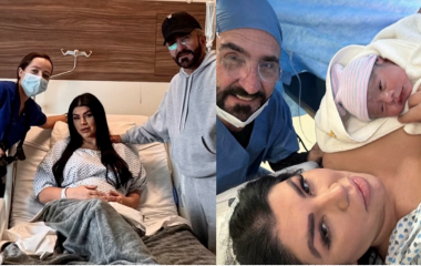 Vicente Fernández Jr. y Mariana González reciben a su hija Isabella.