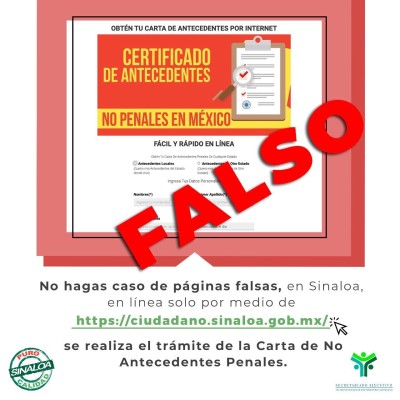 Alertan sobre página falsa que ofrece Carta de No Antecedentes Penales