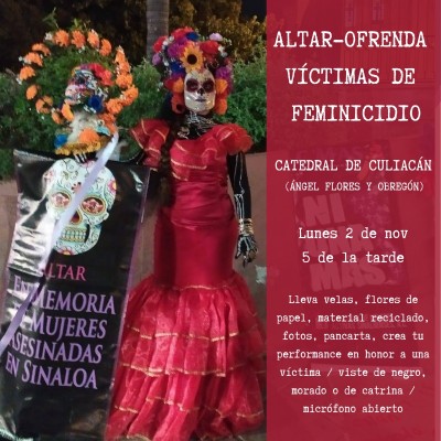Invita el Colectivo de Mujeres a realizar el lunes altar-ofrenda a víctimas de feminicidio, en Catedral de Culiacán