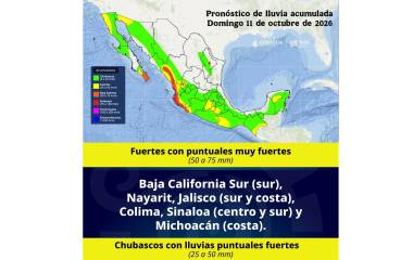El SMN pronosticó que a las 00:00 horas del viernes Simón podría intensificarse a huracán de categoría 1 en la escala de Saffir-Simpson.