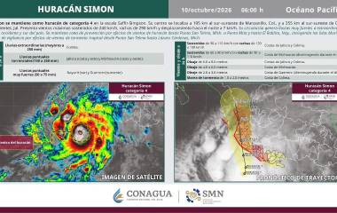 El SMN indicó que el centro del ciclón se localizaba a 195 kilómetros al suroeste de Manzanillo, Colima, y a 355 kilómetros al sureste de Cabo Corrientes, Jalisco.