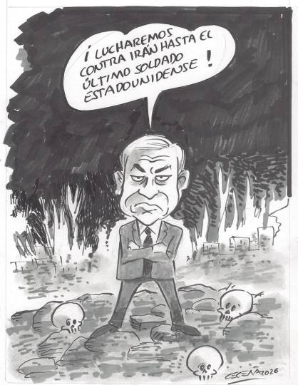 Netanyahu saludando con cadáveres ajenos