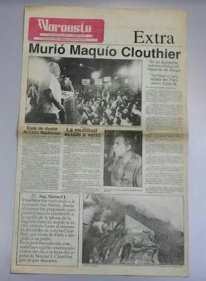 $!Portada de Noroeste el día de la muerte de “Maquío” Clouthier.