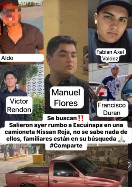 $!Buscan a cinco jóvenes rosarenses desaparecidos en Escuinapa