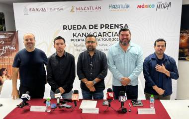 Autoridades y organizadores anuncian conciertos de Kany García en Mazatlán.