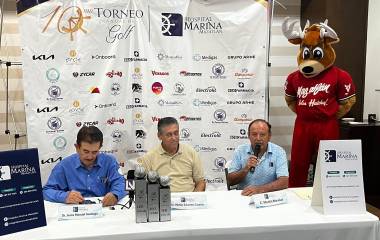 Martín Narváez, promotor del Torneo de Golf Hospital Marina Mazatlán, da los pormenores del evento.