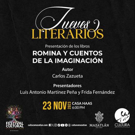 Las obras de José Carlos Zazueta se presentará en Jueves Literario que se celebra en Casa Haas.