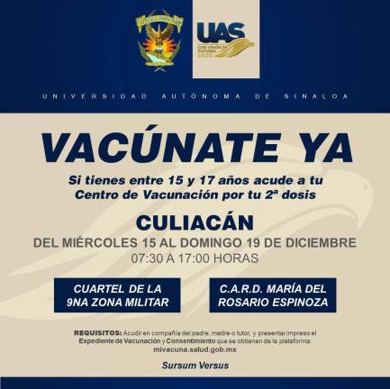 Anuncio de la Universidad Autónoma de Sinaloa.
