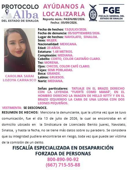 $!Desapareció hace 57 días: buscan a Carolina Sarai en Navolato