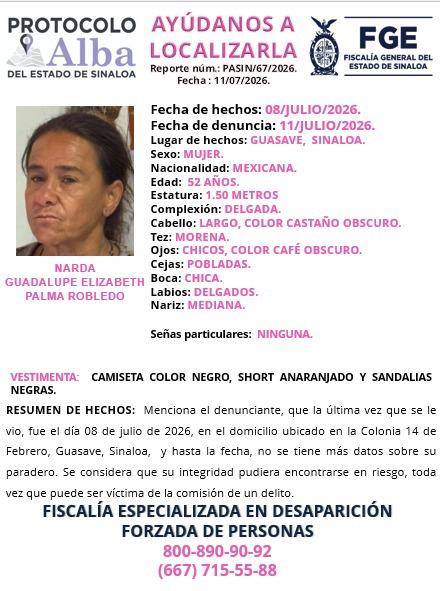 $!Buscan a Narda Guadalupe Elizabeth: desapareció en Guasave el 8 de julio