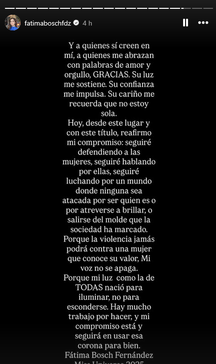 $!Fátima Bosch denuncia violencia digital tras ganar Miss Universo