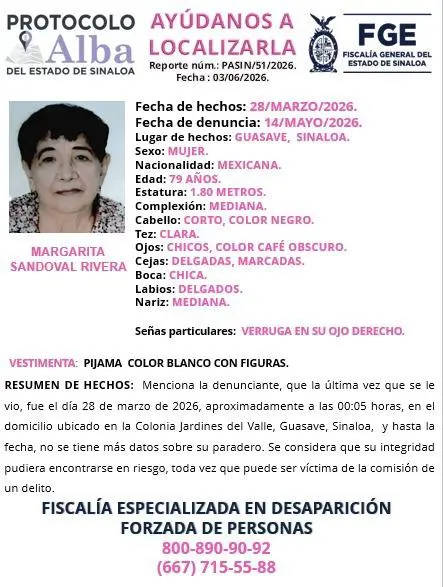 $!Más de 60 días sin rastro: buscan a adulta mayor en Guasave