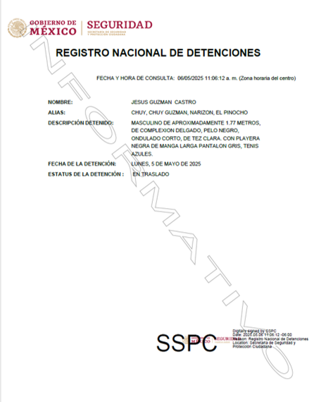 $!Reporta Gobierno federal detención del ‘Chuy’ o ‘El Narizón’ tras operativo en La Campiña en Culiacán