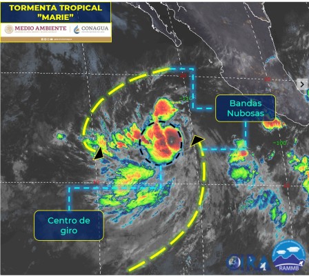 'Marie' ya es huracán 1 al sur-suroeste de Cabo San Lucas