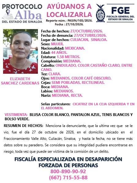 $!Buscan a Elizabeth en Culiacán: desapareció en el fraccionamiento Valle Alto