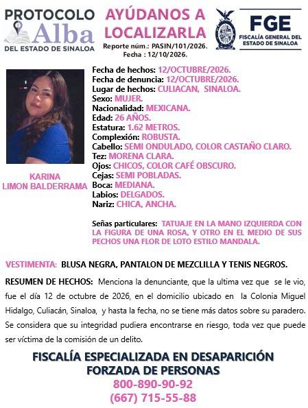 $!Buscan a Karina, desaparecida en Culiacán desde el 12 de octubre