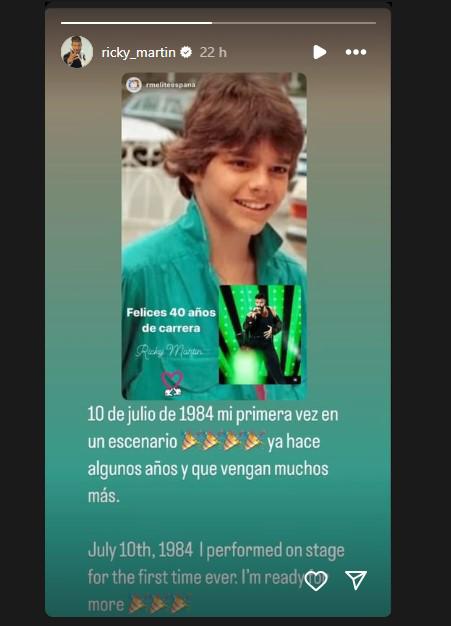 $!Con una foto especial, celebra Ricky Martin sus 40 años de carrera