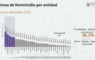Sinaloa es la entidad donde más feminicidios se registraron durante 2025.