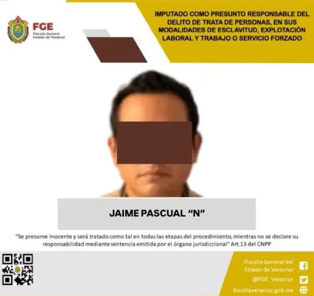 Jaime “N”, presunto responsable del delito de trata de personas en su modalidad de esclavitud, en agravio de una mujer conocida como Doña Lety.