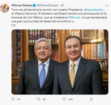 Empresa LitioMx se instalará en Sonora; AMLO encarga su coordinación a Alfonso Durazo
