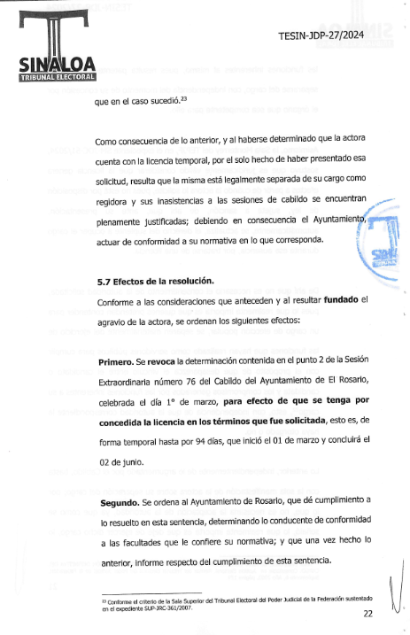 $!Tribunal Electoral resuelve a favor de regidora del PAS en Rosario y toman protesta a su suplente